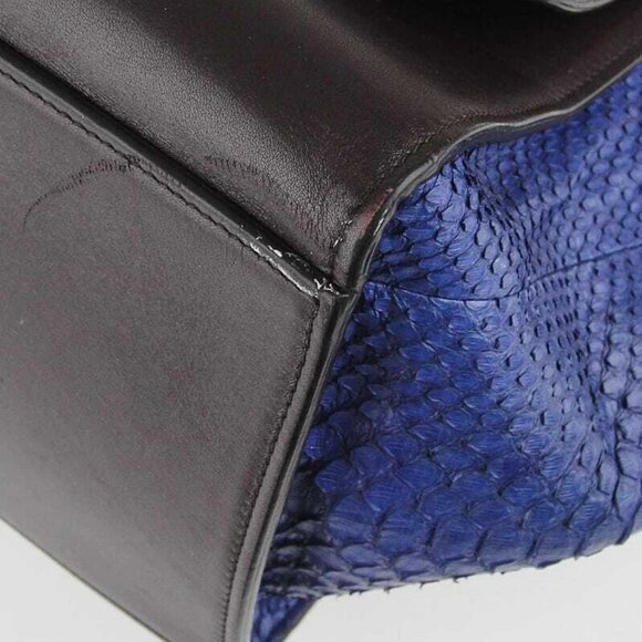 Celine Brown/Blue Python and Calfskin Leather Small Trapeze Bag - Picture 4 of 12